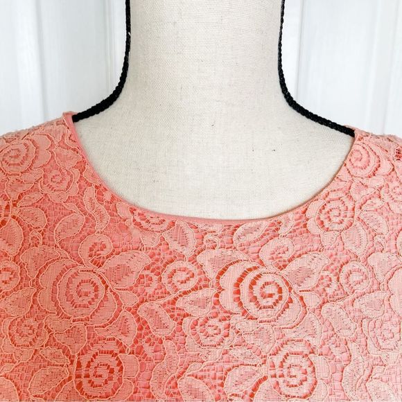 CeCe Size 0 Orange Blossom Intricate Floral Lace A-Line Dress See Through Arms - Picture 3 of 16